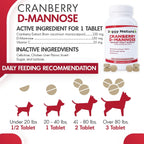 Cranberry D-Mannose para Perros y Gatos - Apoyo para el Tracto Urinario - 60 Comprimidos Masticables