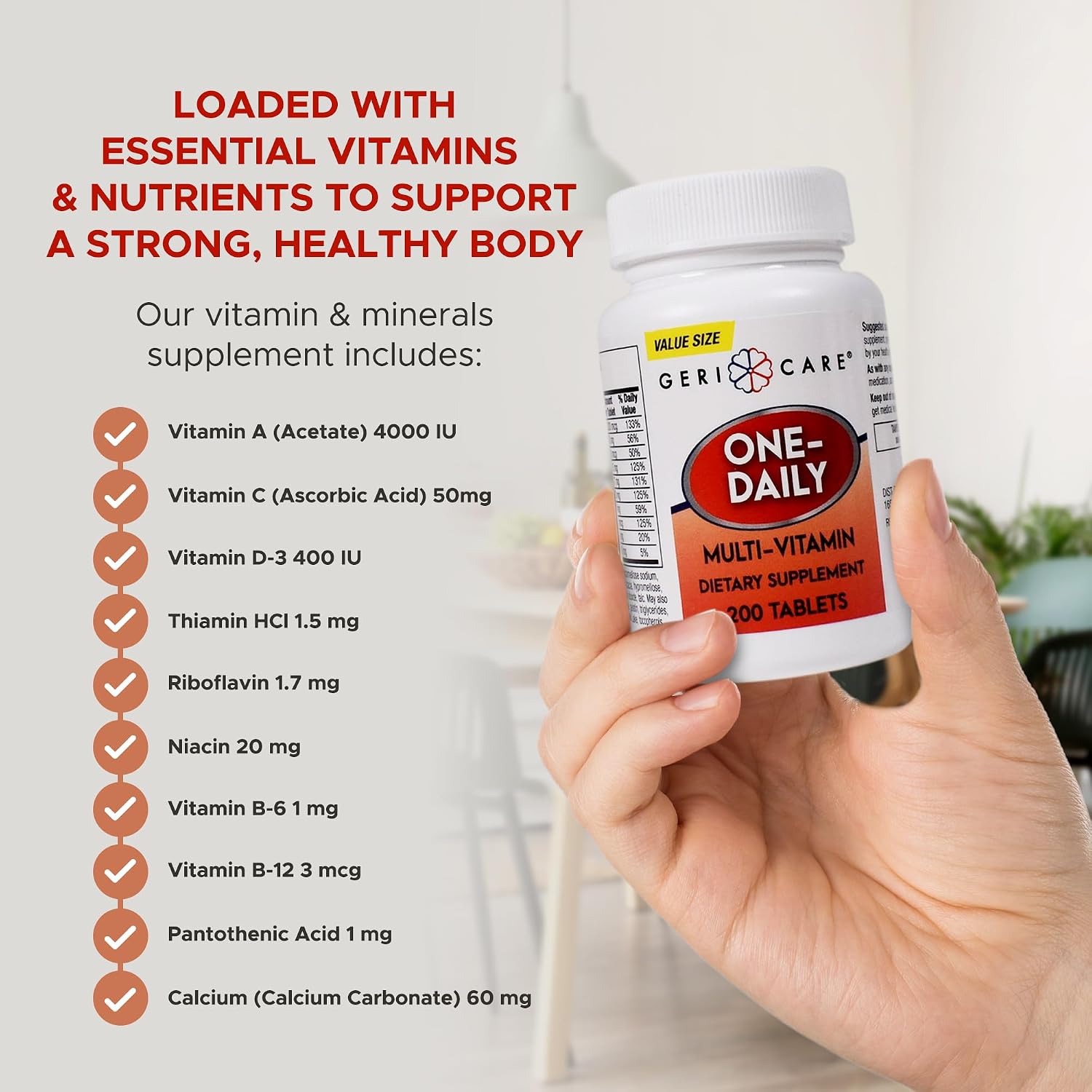GeriCare Multivitamínico Diario - Complejo de Vitaminas y Minerales, 200 Comprimidos
