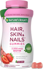 Nature's Bounty Gominolas de Biotina 2500 mcg para Cabello, Piel y Uñas – 200 uds sabor fresa
