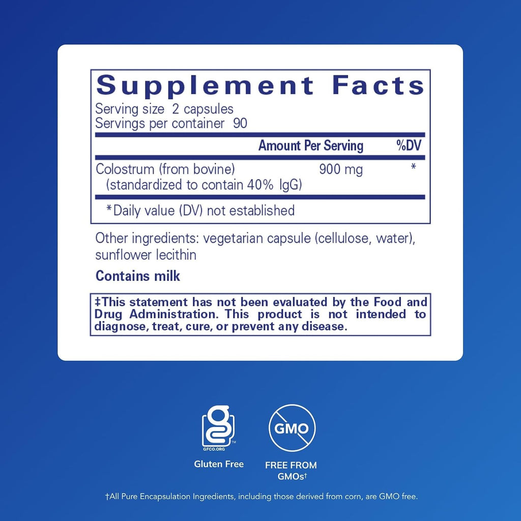 Pure Encapsulations Calostro Bovino 40% IgG – 180 Cápsulas
