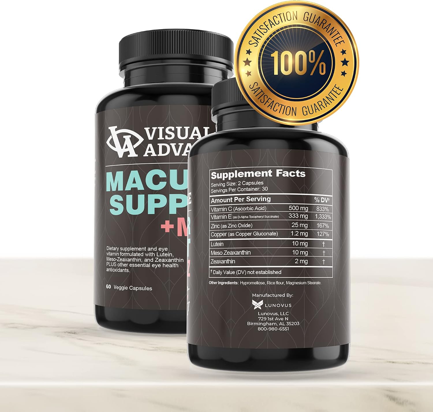 Visual Advantage® Macular Support + Meso-Z – Complemento Ocular con Antioxidantes Triples para Protección Avanzada Frente a Pantallas Digitales (60 Comprimidos)
