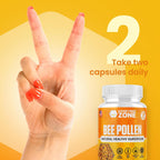 HONEYBEEZONE – Gránulos de Polen de Abeja Crudo 100% en 60 Cápsulas Vegetales – Alto en Complejo B para Metabolismo y Energía – Sin Gluten y No GMO – Proteínas y Antioxidantes