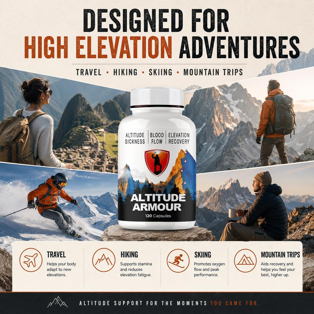 Altitude Sickness Prevention – Altitude Armour Premium Altitude Acclimation Support – Highly Bioavailable High Elevation Formula for Travel, Hiking, Skiing, & Mountain Trips