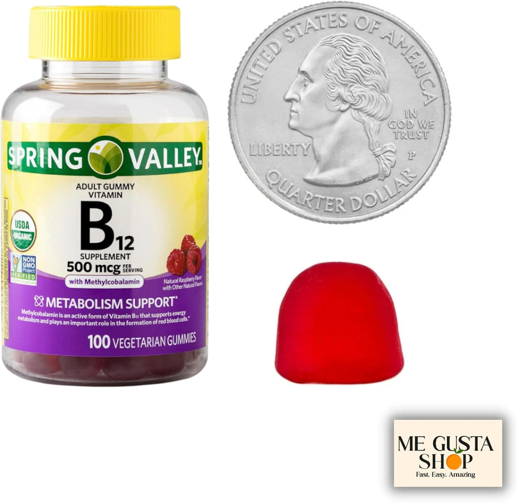 Spring Valley Vitamina B12 500 mcg Gomitas Sabor Frambuesa - 100 unidades