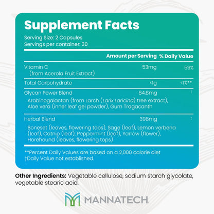 Manna-C 60 Cápsulas – Apoyo Nasal y Sinusal con Vitamina C y Glicanos – Image 2
