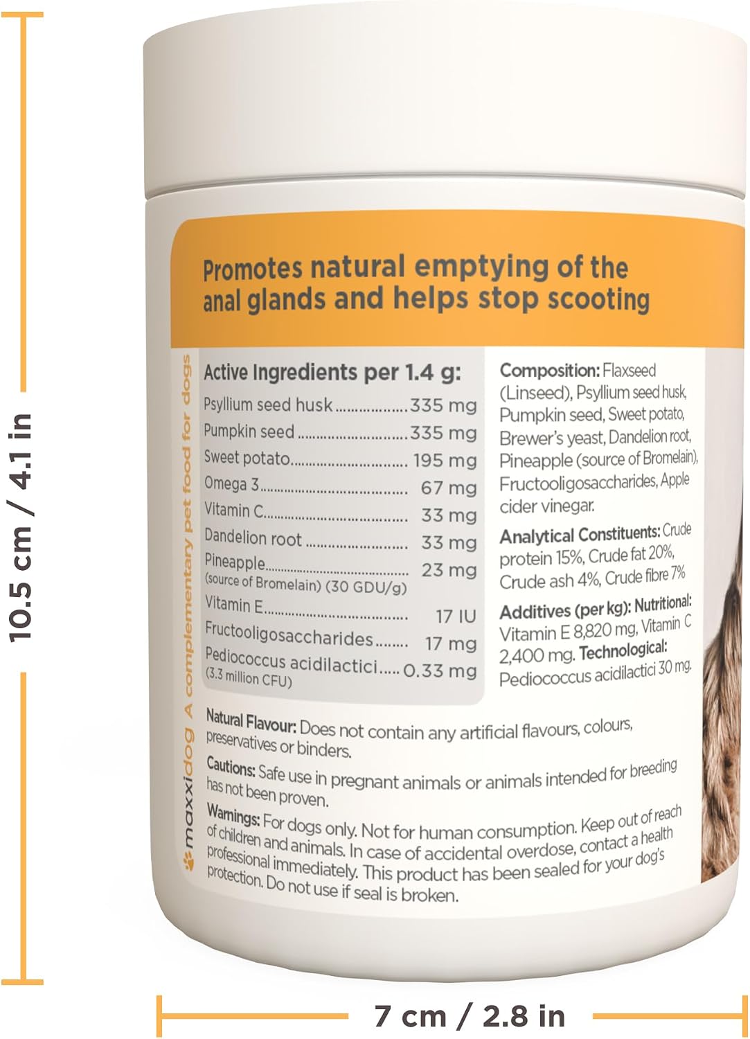 maxxiscoot Apoyo Digestivo y Glandular para Perros - Suplemento en Polvo Natural para la Calidad de las Heces y la Salud Intestinal - 141g