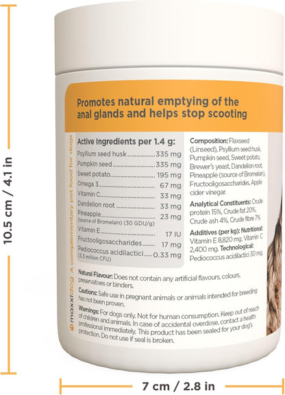 maxxiscoot Apoyo Digestivo y Glandular para Perros - Suplemento en Polvo Natural para la Calidad de las Heces y la Salud Intestinal - 141g