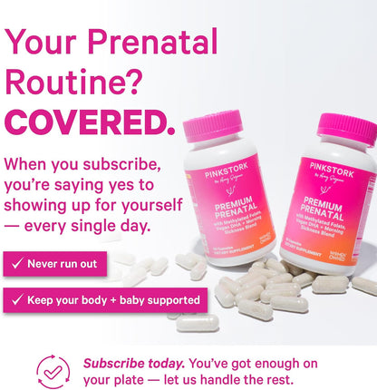 Pink Stork Premium Prenatal - Vitaminas Prenatales con Folato Metilado, DHA de Algas y Hierro – Image 4