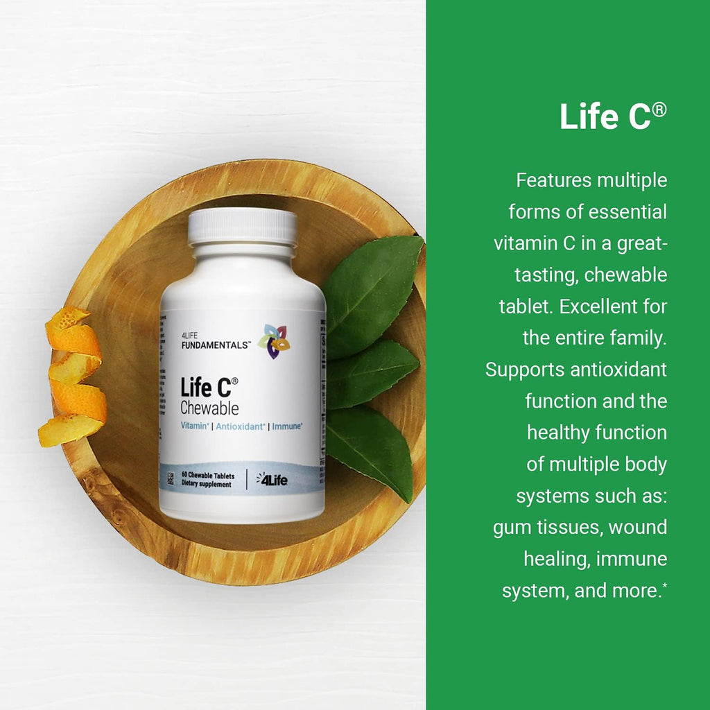 4Life Life C - Vitamina C Masticable con 7 Formas Activas, 60 Comprimidos