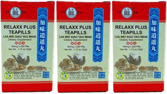 Jia Wei Xiao Yao Wan, Relaxx Plus Teapill Extra Concentrated (200 Pills) - 3 Bottles
