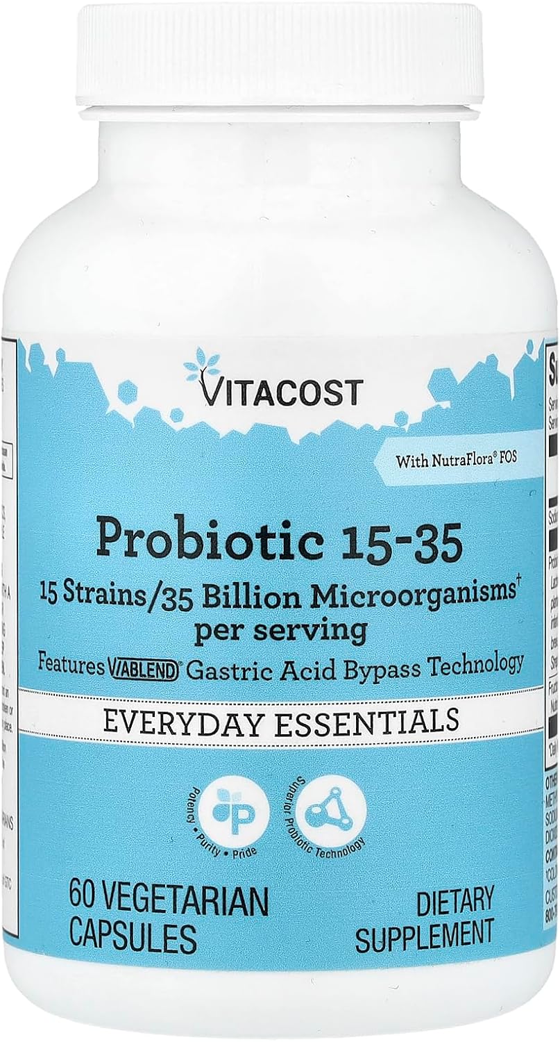 Vitacost Probiótico 15-35 con NutraFlora® FOS, 60 Cápsulas Vegetarianas