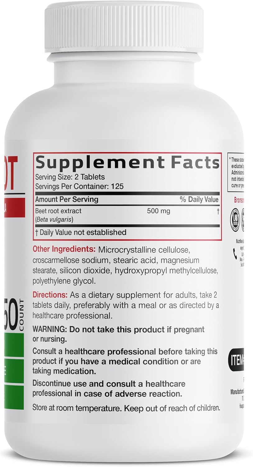 Bronson Beet Root Extra Strength, 250 Comprimidos Vegetarianos