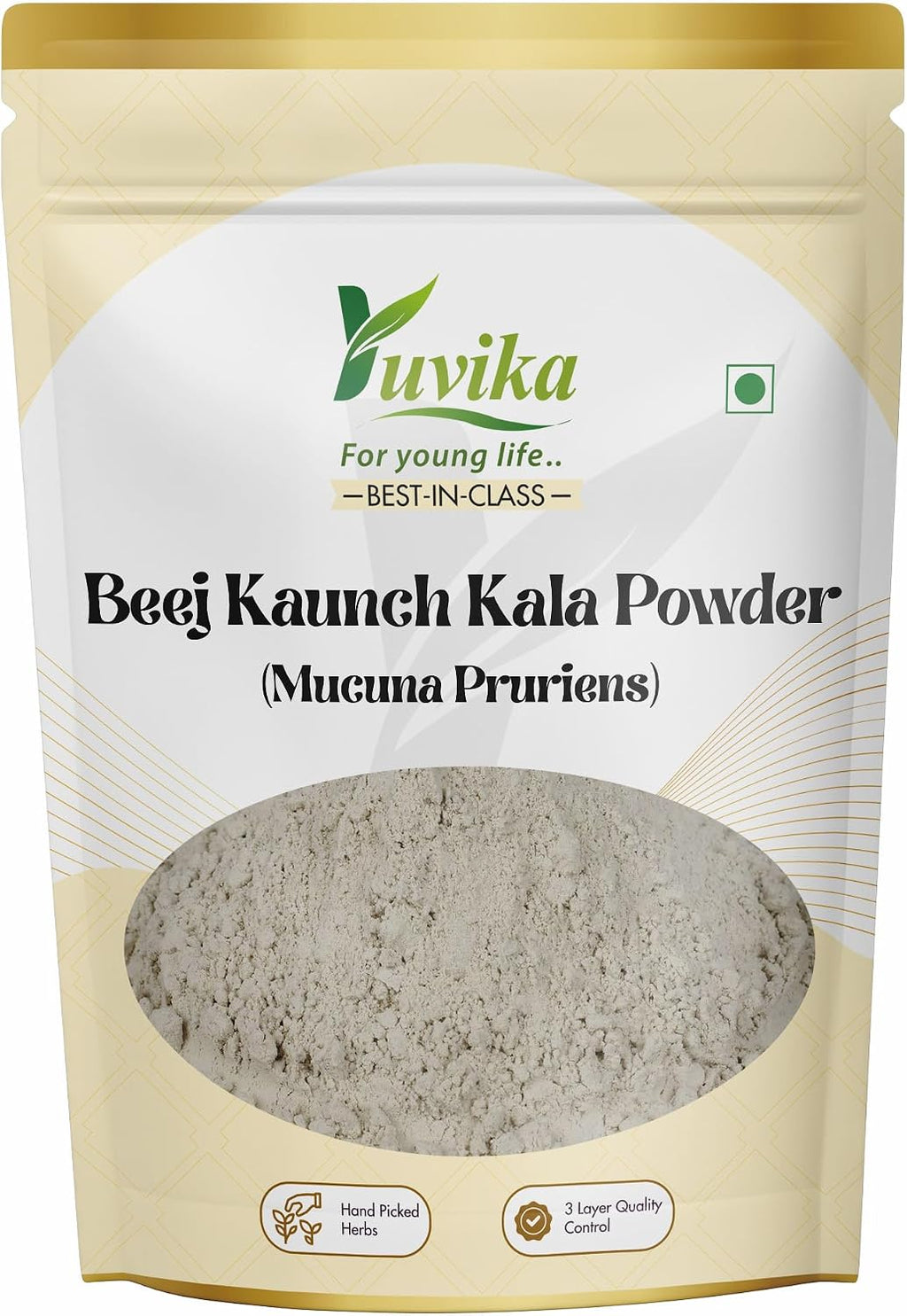 YUVIKA Beej Kaunch Kala Powder (Without Peel) - Mucuna Pruriens - Black Kaunch Seeds Powder | Cowhage (200 Gramos)