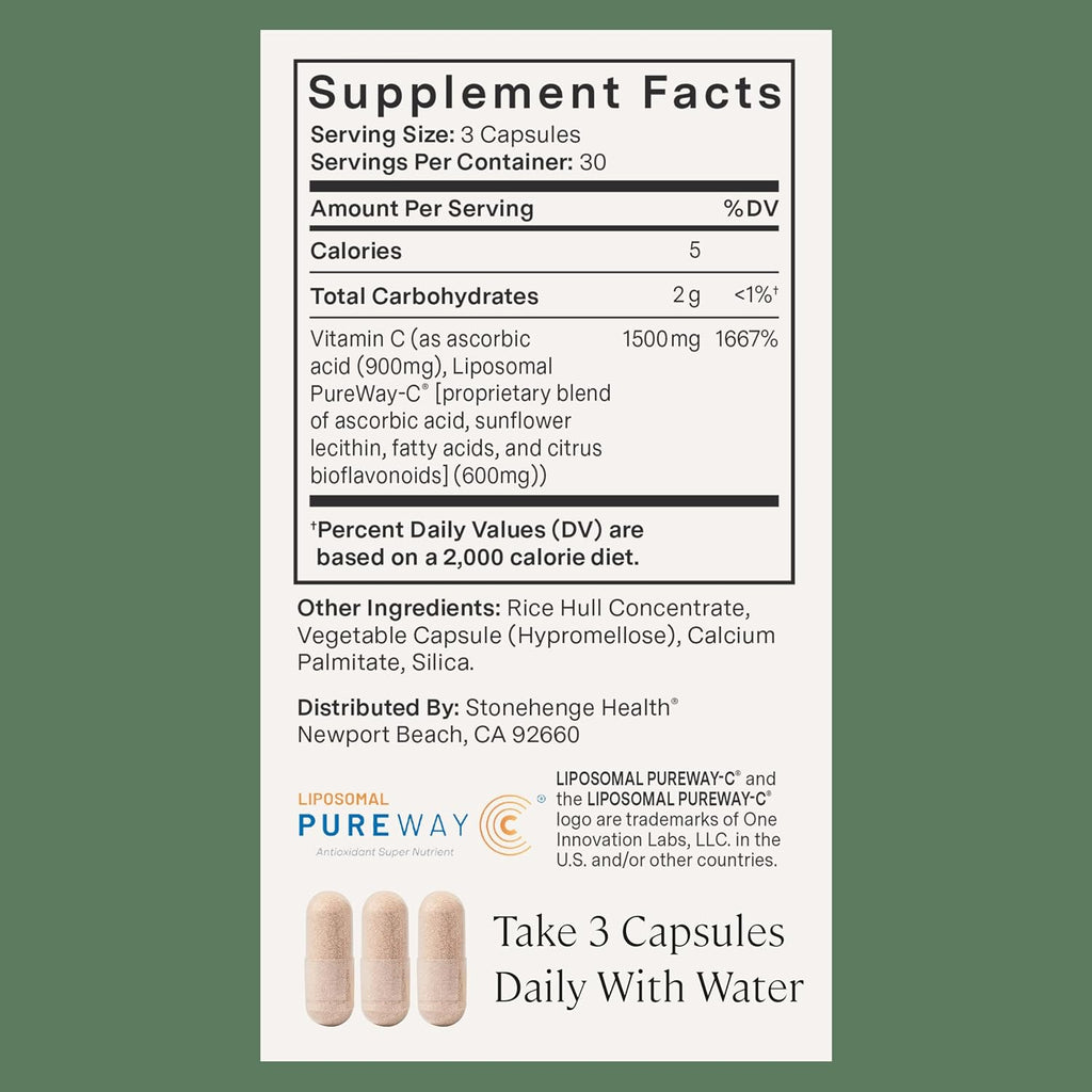 Stonehenge Health Dynamic Liposomal Vitamin C 1500mg, 90 Cápsulas