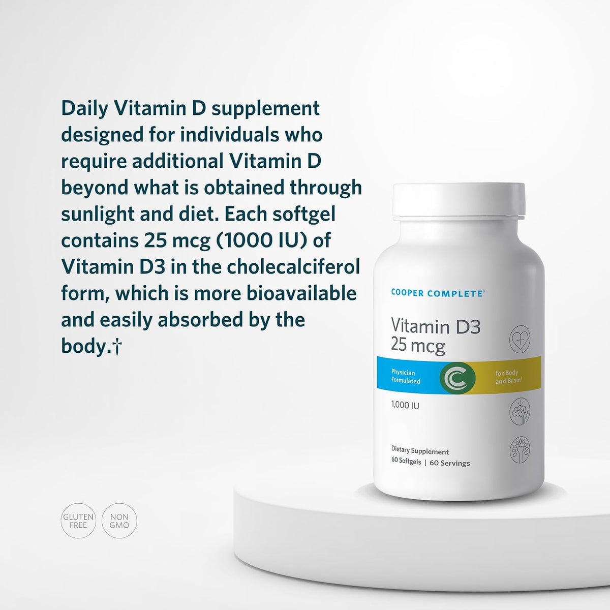 Cooper Complete Vitamina D3 25 mcg (1000 IU), Colecalciferol, 60 Cápsulas Blandas – Image 4