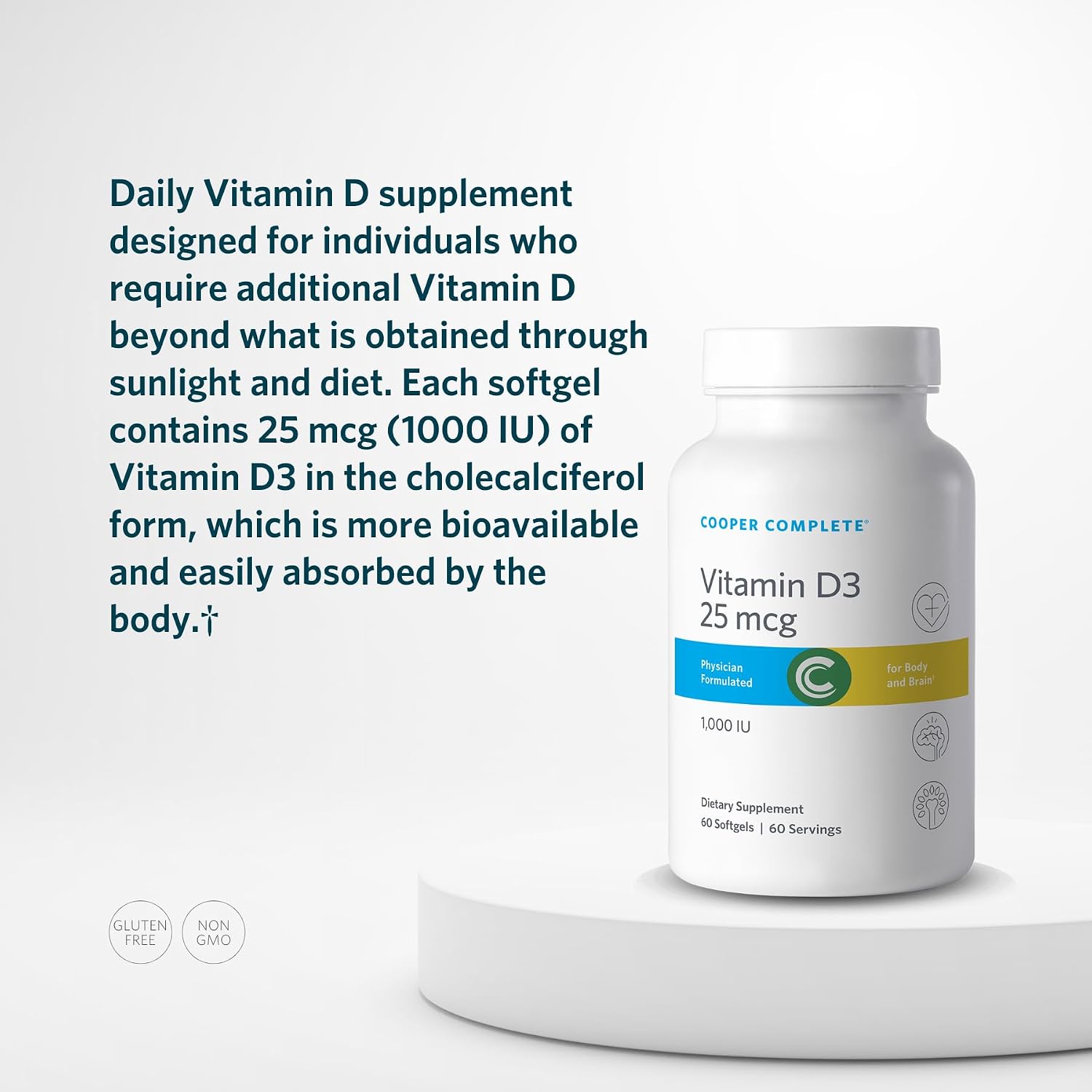 Cooper Complete Vitamina D3 25 mcg (1000 UI), Colecalciferol, 60 Cápsulas Blandas