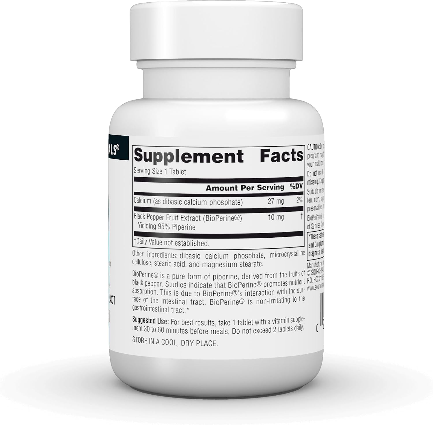 Source Naturals BioPerine - Extracto de fruta de pimienta negra, contribuye a la absorción de nutrientes 10 mg, 120 tabletas