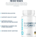 Revive MD Magnesio Glicinato Puro 200 mg – Alta Absorción para Relax y Sueño (120 Cápsulas)