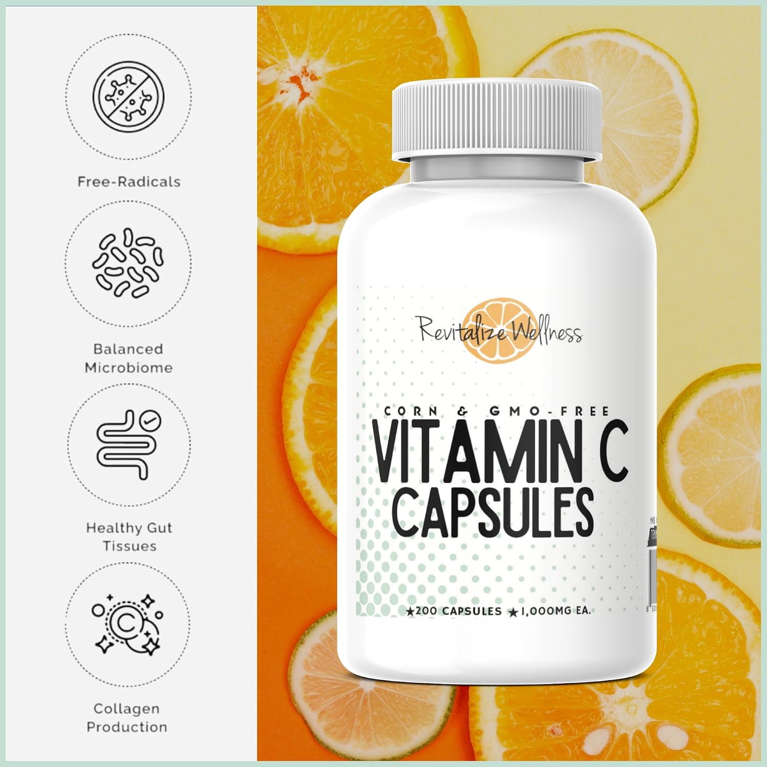 Revitalize Wellness Vitamina C Cápsulas 1000 mg - 200 Cápsulas