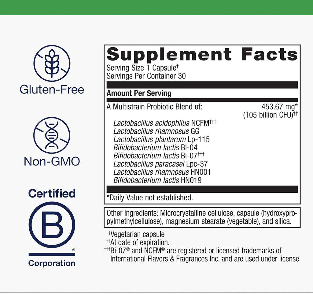 Metagenics UltraFlora BiomePro Probiótico - 105 Mil Millones UFC Fórmula Multicepa con Lactobacillus Acidophilus - Sin Refrigeración - 30 Cápsulas