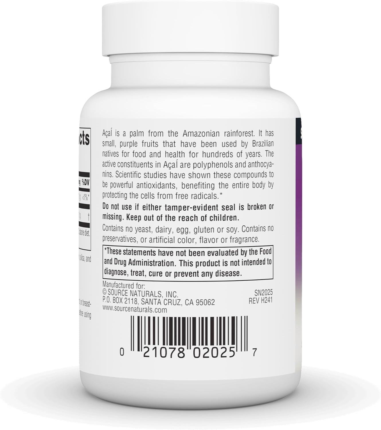 Source Naturals Extracto de Acai, Superantioxidante de Brasil - 500 mg, 60 Cápsulas