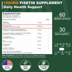 Suplemento de Fisetina Liposomal, 2000 mg, 98% Puro, con Quercetina, TMG y Resveratrol, 120 Cápsulas