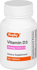Vitamina D3 Rugby, 25 mcg (1.000 UI) - Complemento Alimenticio - 100 Comprimidos