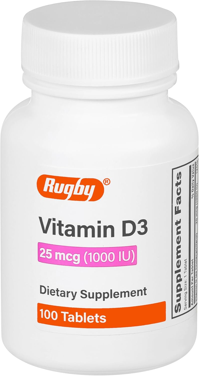 Vitamina D3 Rugby, 25 mcg (1.000 UI) - Complemento Alimenticio - 100 Comprimidos