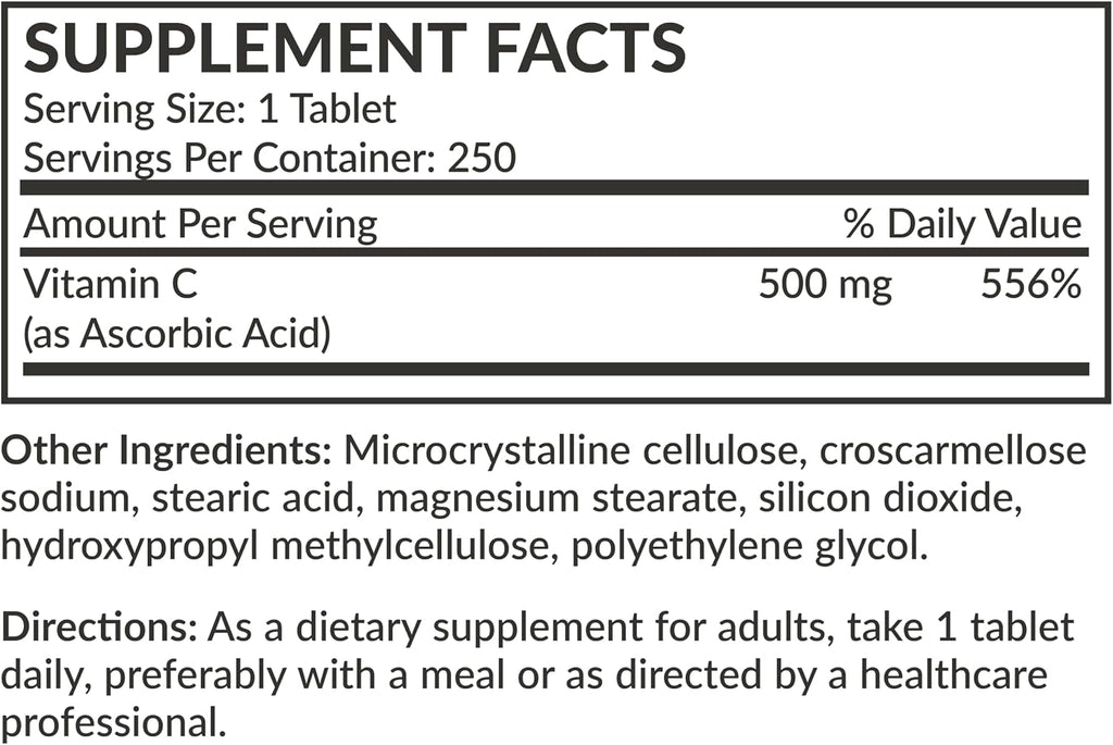 Futurebiotics Vitamina C 500 mg, 250 Comprimidos No-GMO