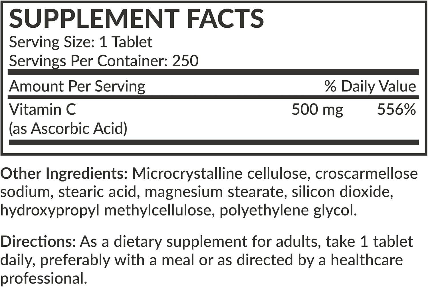 Futurebiotics Vitamina C 500 mg, 250 Comprimidos No-GMO