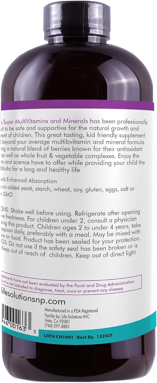 Multivitamínico y Minerales Líquido para Niños - Life Solutions (946 ml)