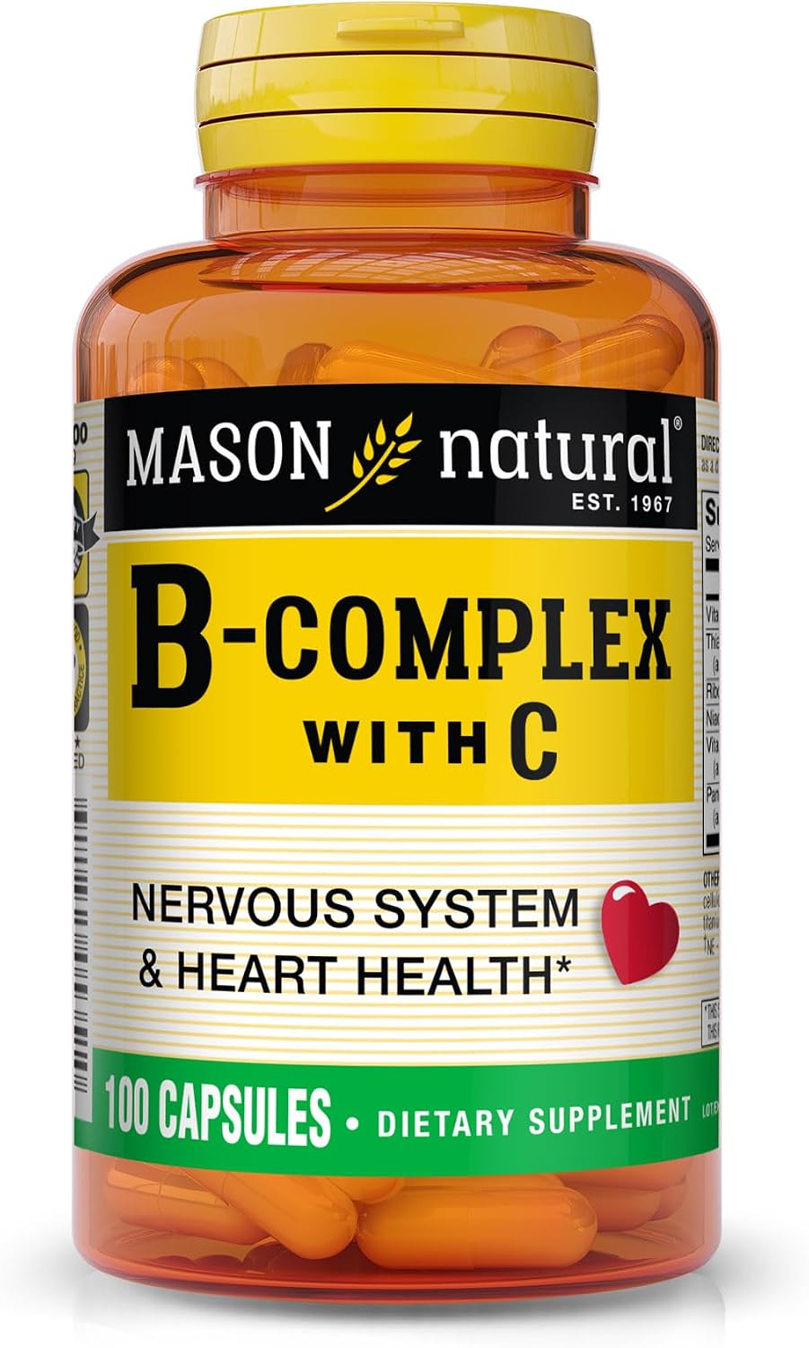 MASON NATURAL Complejo B con Vitamina C – 100 Cápsulas
