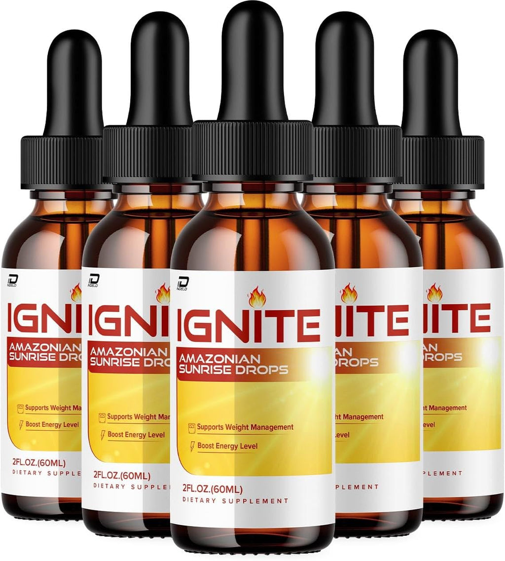 Ignite Amazonian Sunrise Drops - Complemento Líquido, Fórmula Avanzada Natural (5 Pack - 5 Meses)