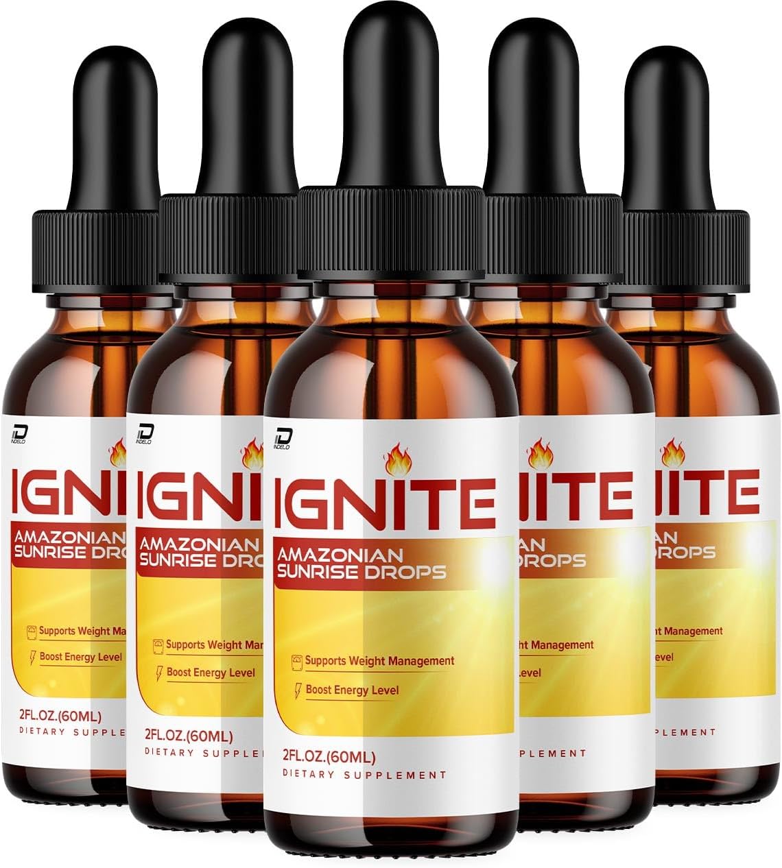 Ignite Amazonian Sunrise Drops - Complemento Líquido, Fórmula Avanzada Natural (5 Pack - 5 Meses)