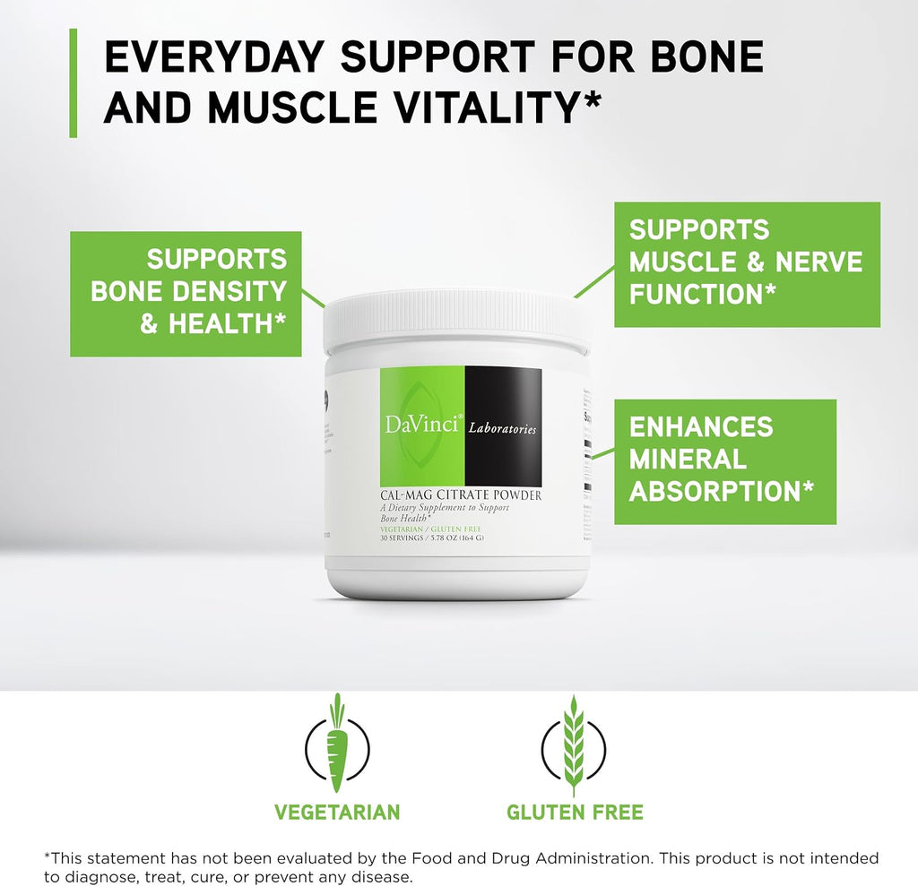 DAVINCI Labs Cal-Mag Citrate Powder — Calcio, Magnesio y Vitamina D2