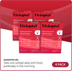 Vivioptal Active, 90 Softgels, Multivitamin with Ginseng and Omega-3, German Formula, Gluten-Free