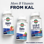 KAL Vitamina B12 Metilcobalamina 5000 mcg - Comprimidos de disolución rápida ActivMelts, Sabor Frambuesa Natural, 90 Comprimidos