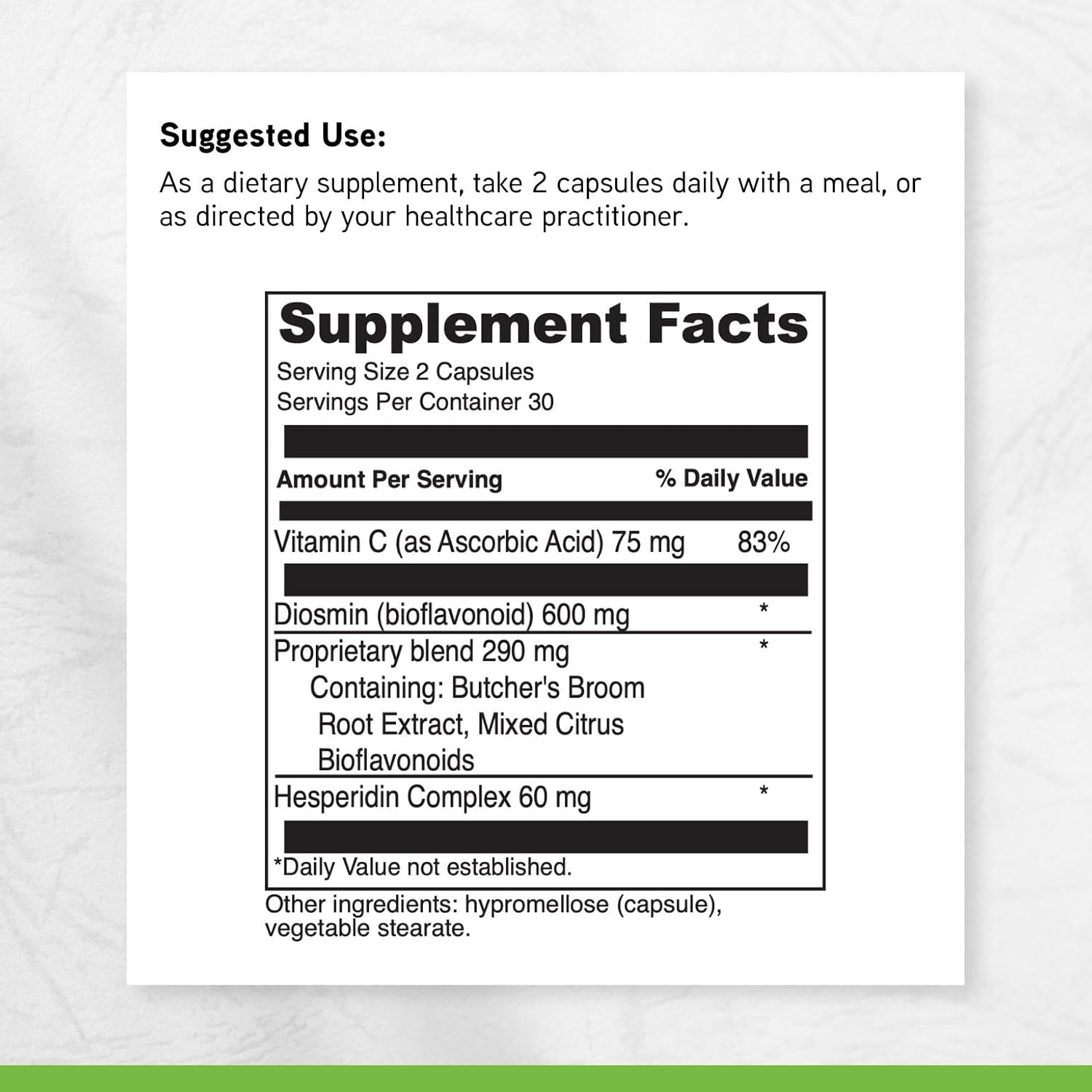 DAVINCI Labs Healthy Veins - Suplemento con Vitamina C, Diosmina y Bioflavonoides para la Salud Vascular - 60 Cápsulas Vegetales