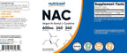 Nutricost N-Acetilcisteína (NAC) 600mg, 240 Cápsulas Vegetarianas - Vegano, Sin OGM, Sin Gluten