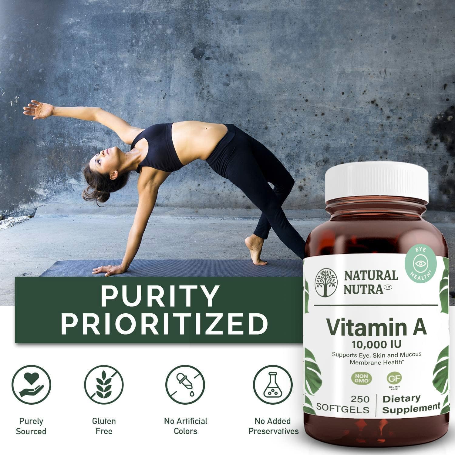 Natural Nutra Vitamina A 10.000 UI - 250 Cápsulas Blandas