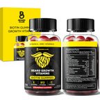 The Beard Club Gominolas de Biotina para el Crecimiento de la Barba - Suplemento Capilar para Hombres con Vitaminas B12, E y C - Sabor Fresa