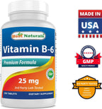 Best Naturals Vitamina B6 25mg - 250 Comprimidos (Pack de 3)