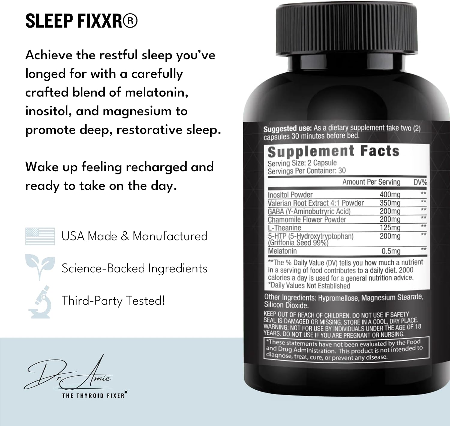 Fixxr Sleep Support: Melatonina, Inositol y Magnesio, 60 Cápsulas