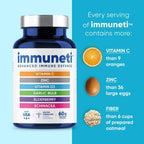Immuneti Advanced Immune Support – Suplemento 6 en 1 con Saúco, Vitamina C, D3, Zinc, Ajo y Equinácea
