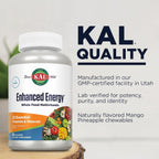 KAL Multivitamin Chewable Enhanced Energy con hierro - Sabor mango piña - 60 comprimidos