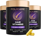 FOLICARE Biotina con Colágeno, Queratina y Probióticos – Suplemento para Cabello, Piel y Uñas