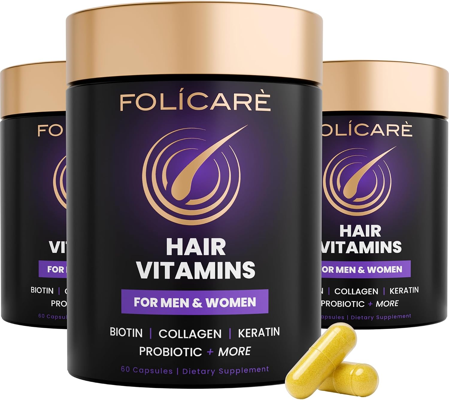 FOLICARE Biotina con Colágeno, Queratina y Probióticos – Suplemento para Cabello, Piel y Uñas