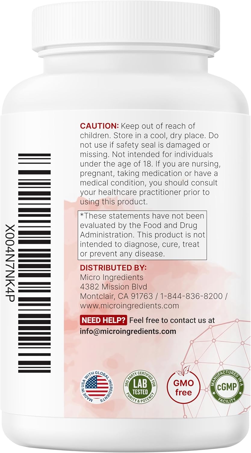 Micro Ingredients TUDCA Bile Salts 2,000mg Supplement, 240 Cápsulas | Complejo 7 en 1 con NAC, Cardo Mariano, Glutatión, Diente de León y Alcachofa