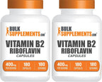 BulkSupplements Riboflavina 400 mg - Vitamina B2 - 180 cápsulas