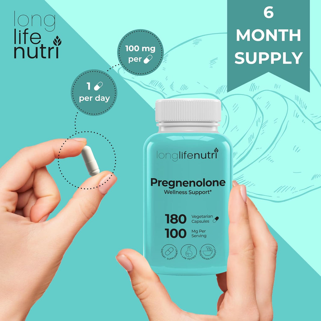 Brain & Hormone Support Pregnenolona - 180 Cápsulas Veganas